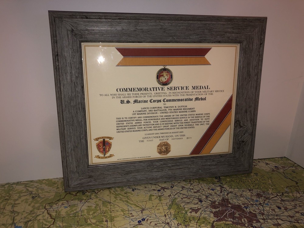U.S. MARINE CORPS COMMEMORATIVE MEDAL CERTIFICATE ~ Type 1