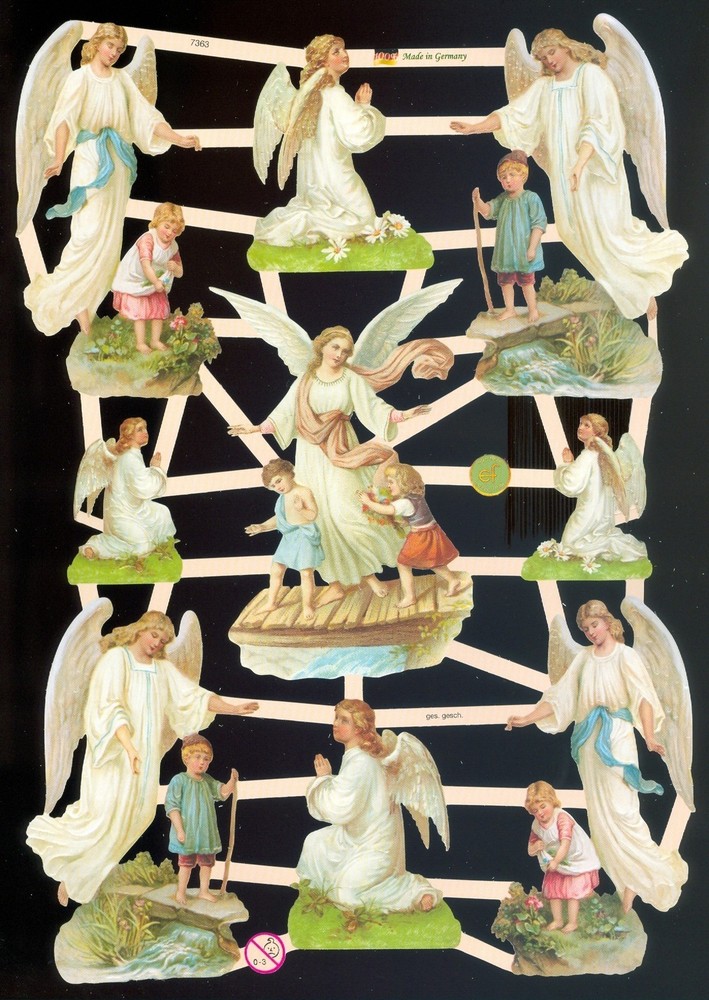 VICTORIAN ANGELS DIE CUT PAPER SCRAPS ef7363 GERMANY