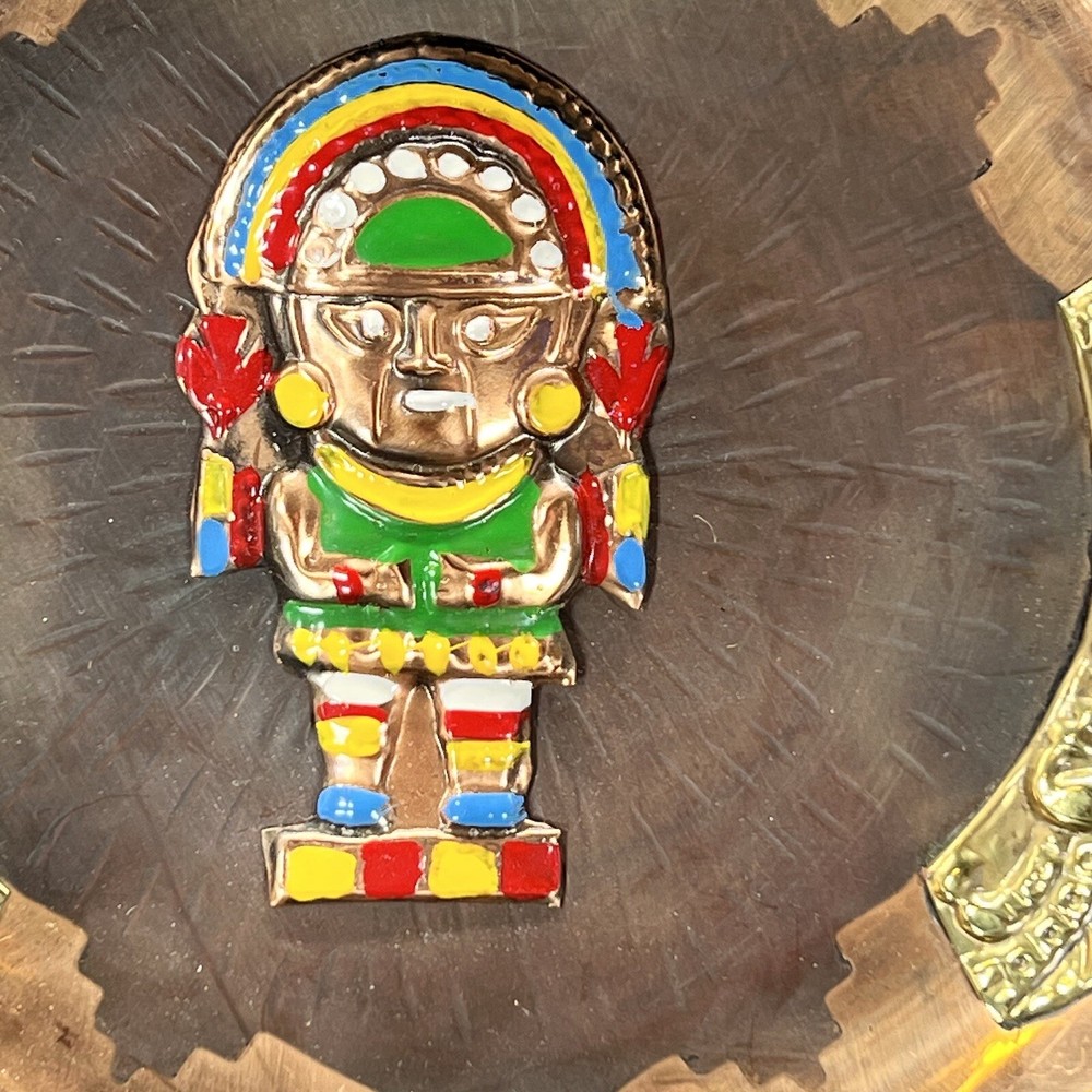 Peruvian Tumi Copper 7" Wall Hanging Plate Authentic Artisan Made Art Vintage