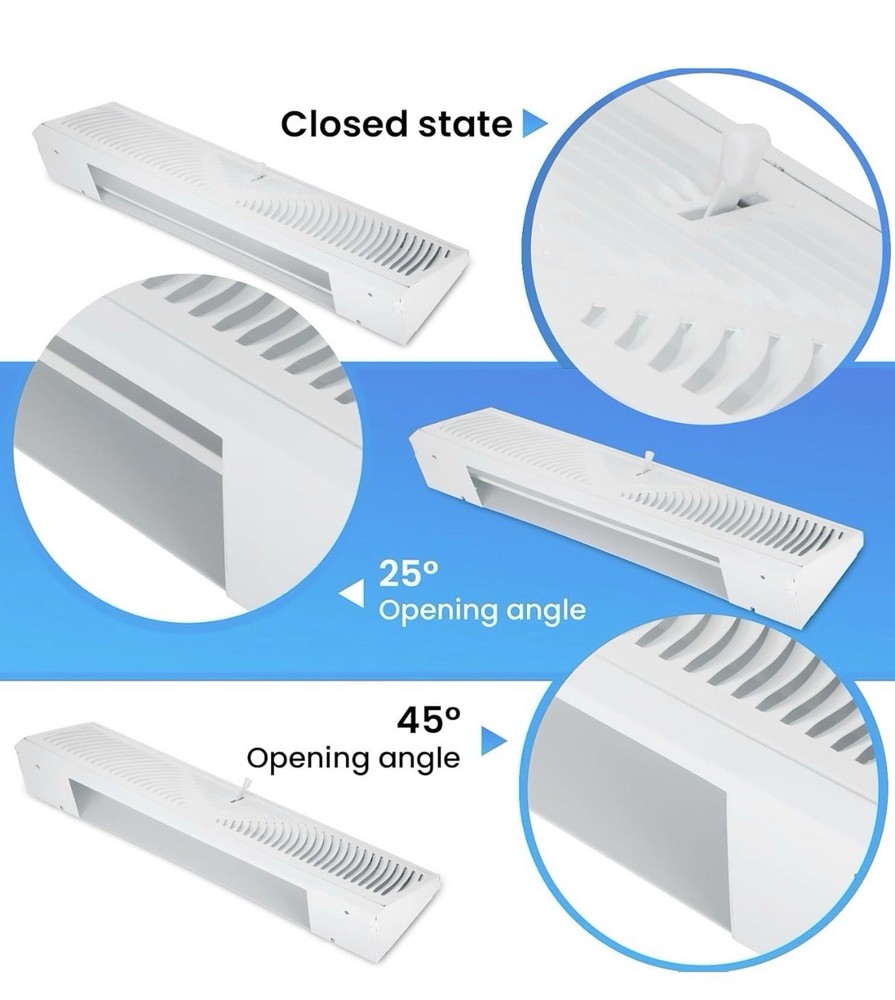 6 Pcs Baseboard Register Vent 15” Round Flow Diffuser Covers (White)