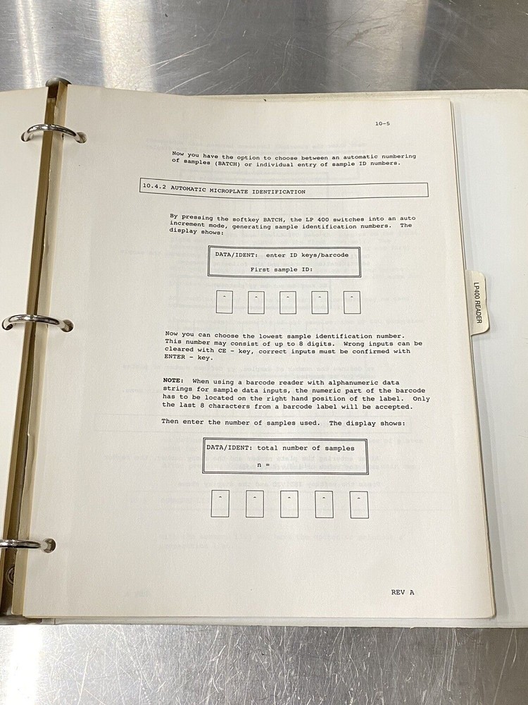 LP 400 Microplate Reader - Users Guide / Instruction Book / Manual