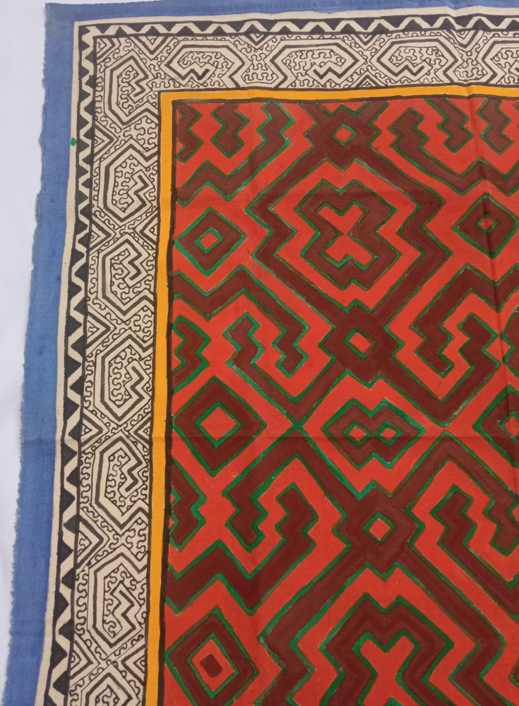 Shipibo Native Kene Painted Textile 29” X 31”