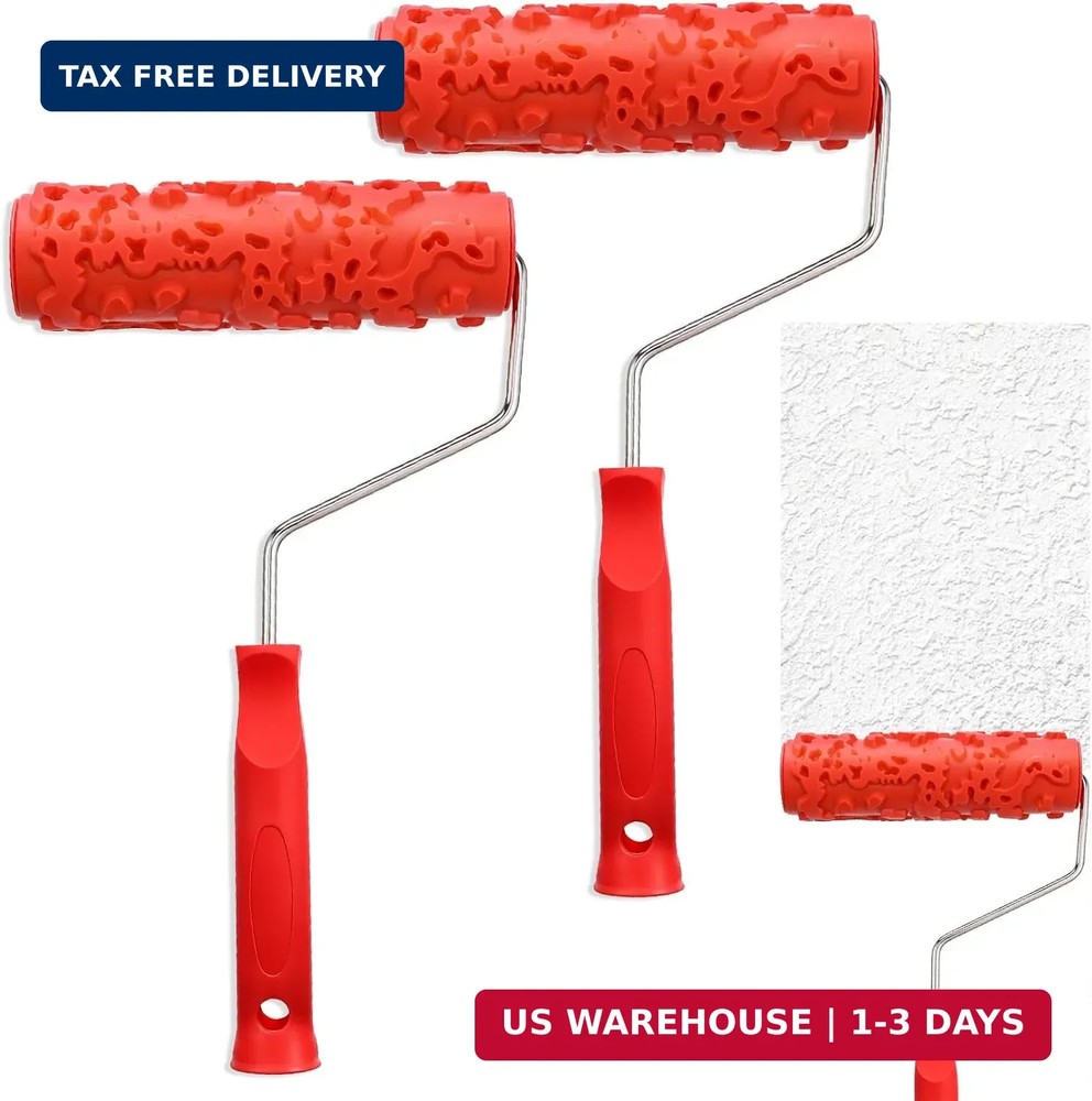 2 Pcs Texture Roller 7'' Drywall Texture Roller Decoration Textured Paint Roller