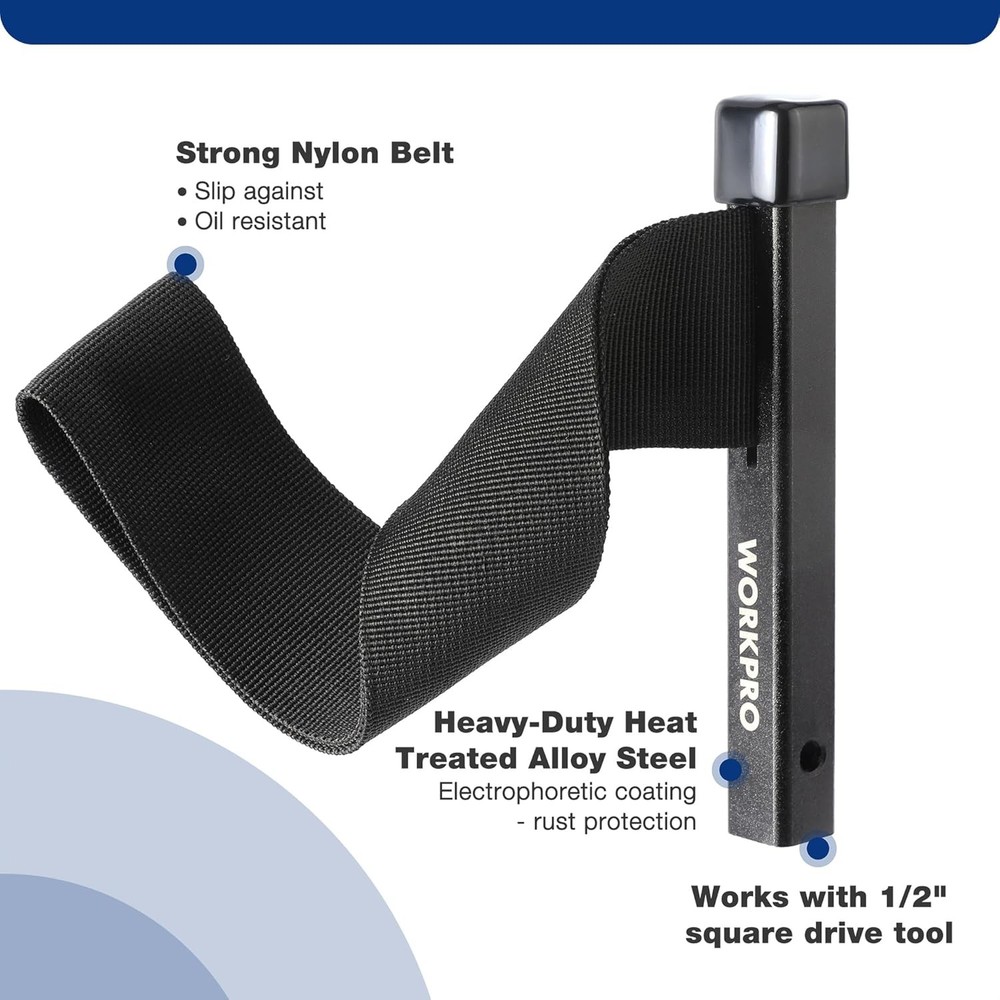 WORKPRO Nylon Strap Oil Filter Wrench, Universal Oil Filter Removal tool Adjusta