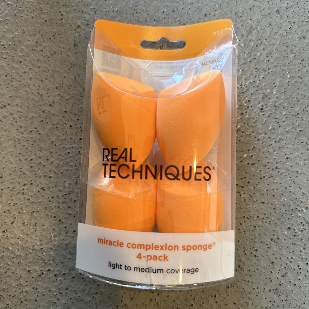 4 Pack Real Techniques Miracle Complexion Sponges - Orange, Light To Medium
