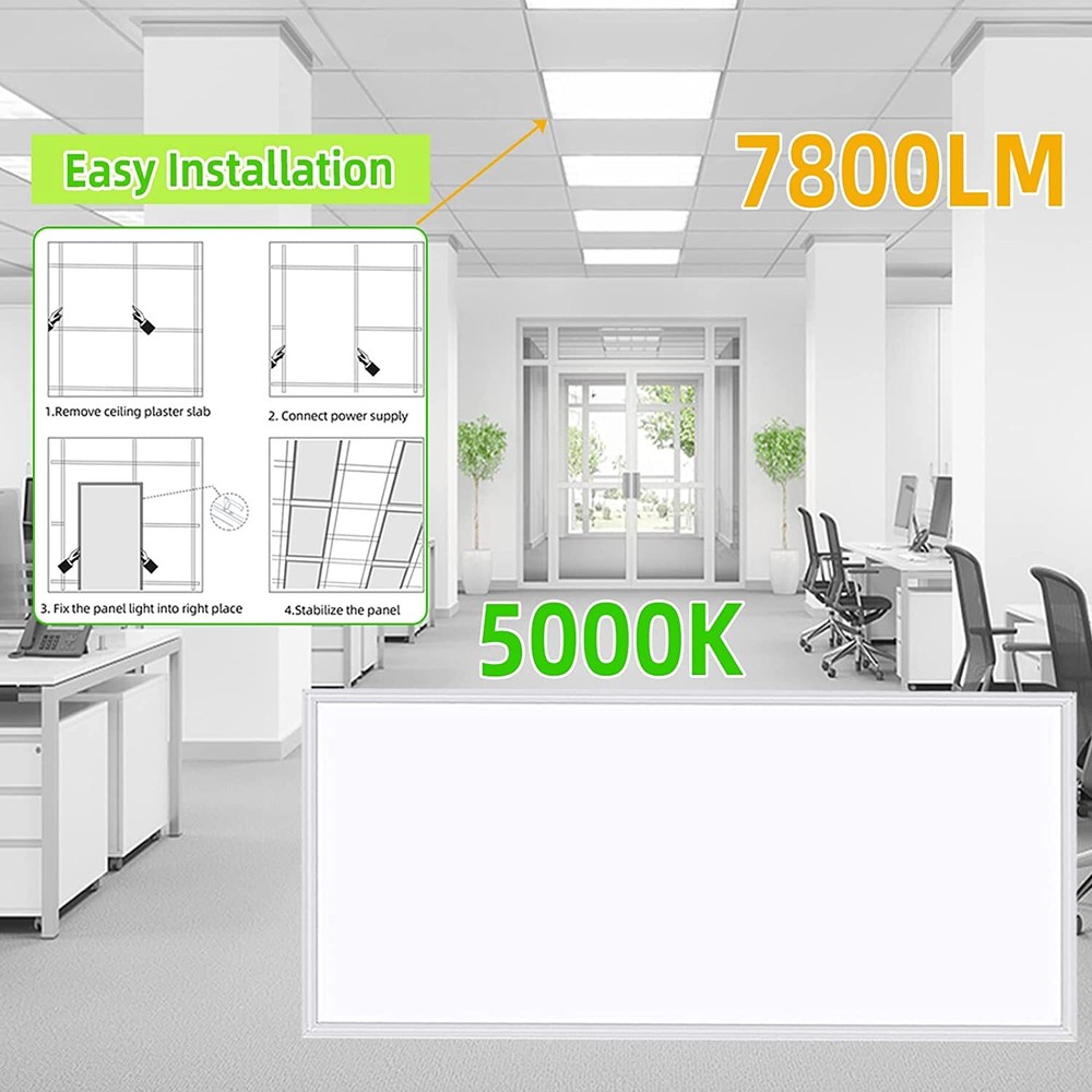 4PCS,2x4 Led Flat Panel Light,0-10V Dimmable,5000K Daylight White,75W