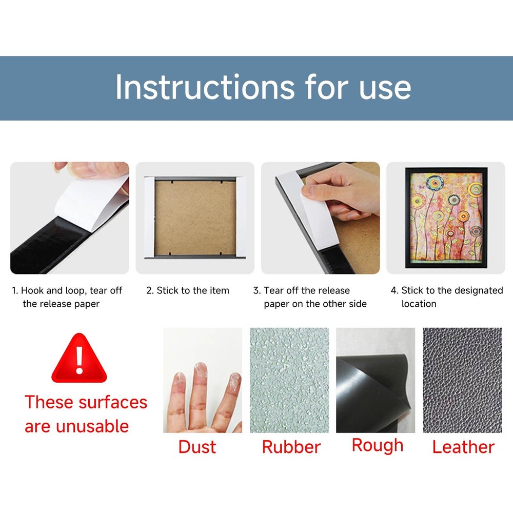 Strong Sticky Heavy Duty Hook and Loop Interlocking Tape Strips with Adhesive