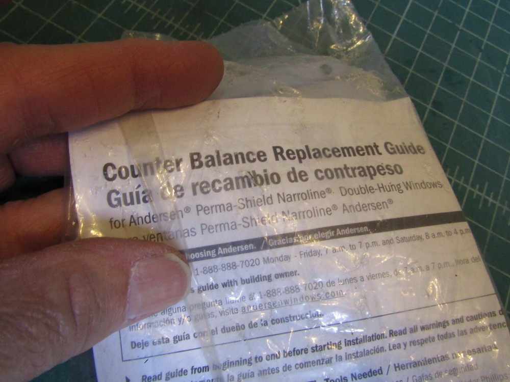1– Andersen Sash Balancer for Perma-Shield Narroline Window Counter Balancer BB