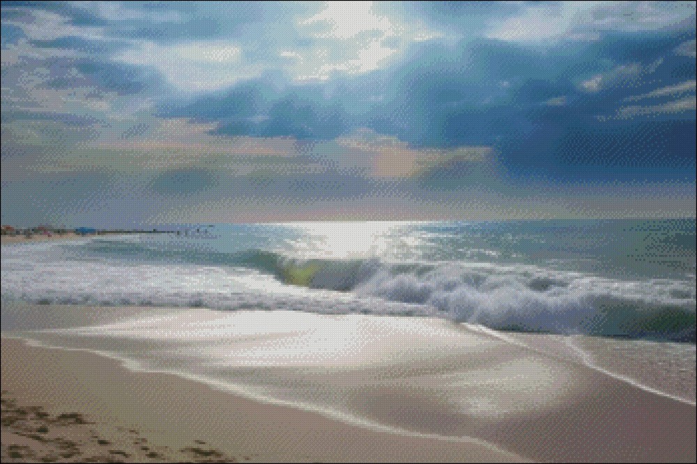 Aqua Blue Morning - DIY Chart Counted Cross Stitch Patterns Needlework DMC Color