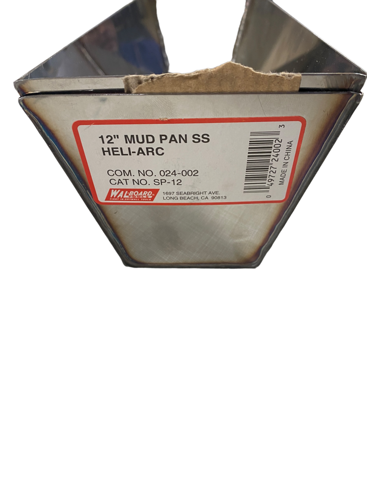 WALBOARD 12" HELI ARC Mud Pan STAINLESS STEEL/ NEW!