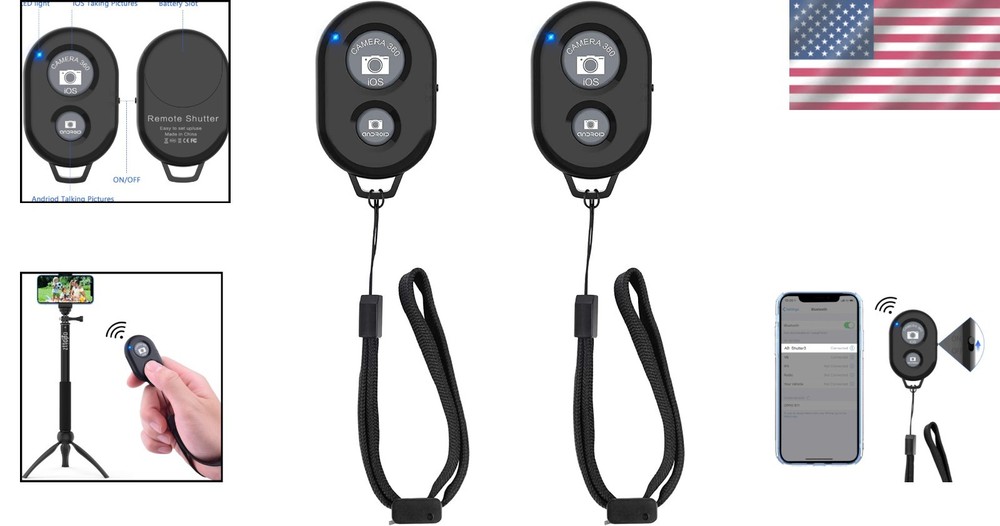 2-Pack Bluetooth Selfie Remote Control for iPhone & Android - Effortless Photos