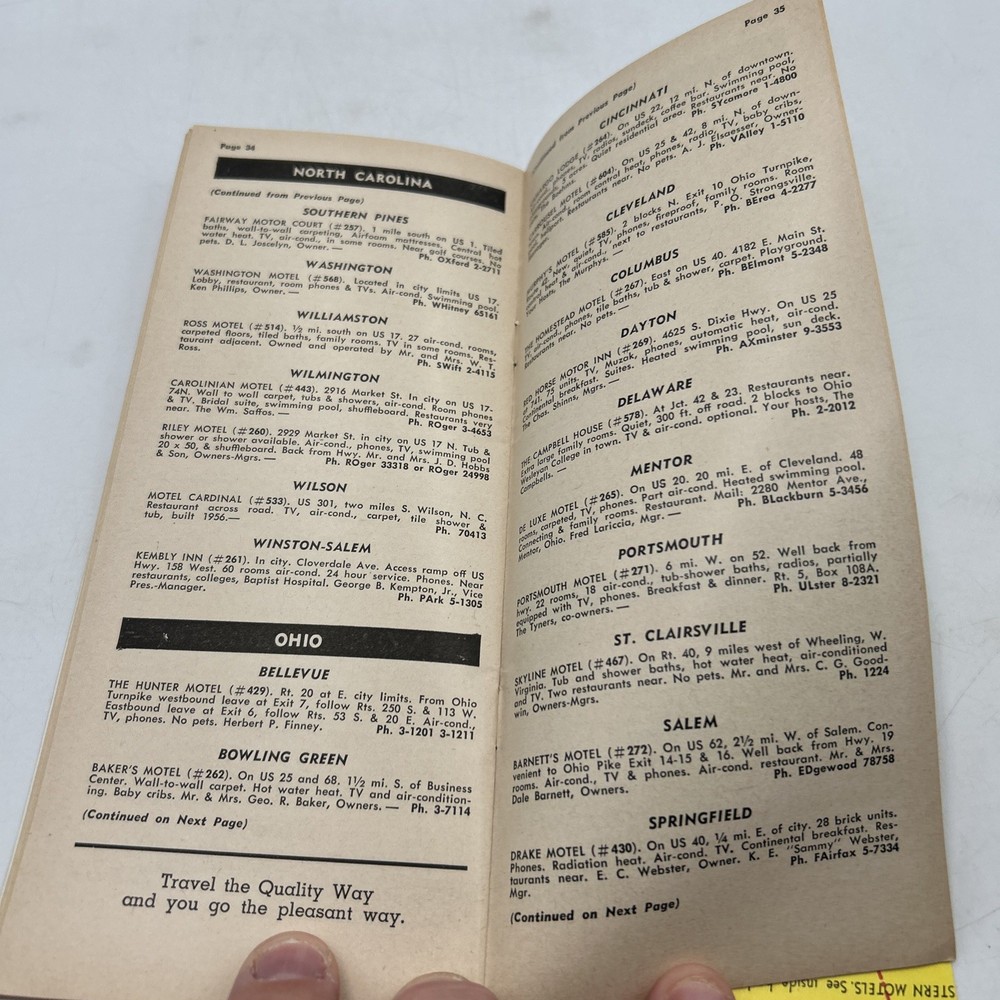 Vintage 1958 Quality Courts Directory