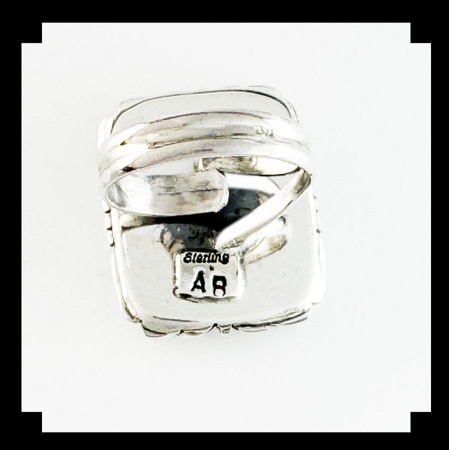 Handcrafted Sterling Silver Multi Stone Inlay Ring Adjustable