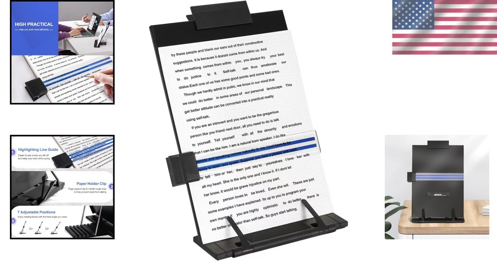 Sturdy Metal Document Organizer with 7 Adjustable Heights for Better Posture