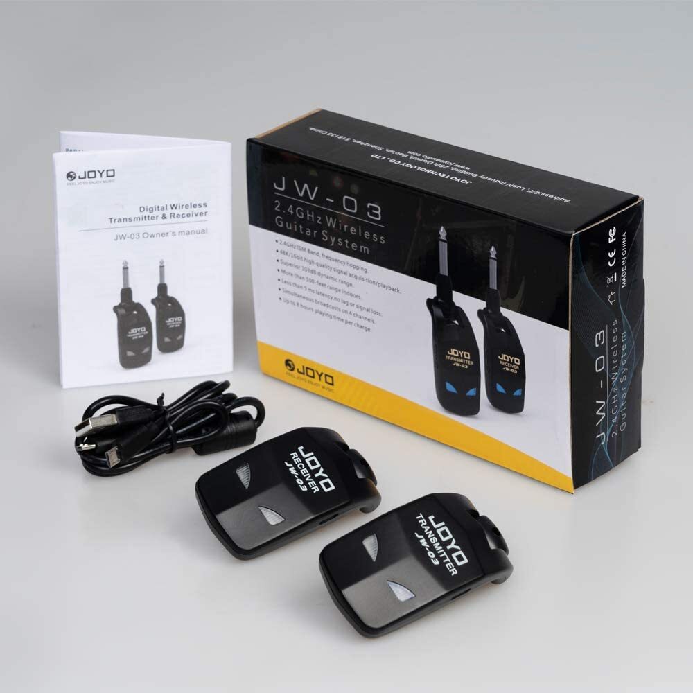 JOYO 2.4GHz Wireless Guitar System Transmitter Receiver 4 Channels Rechargeable
