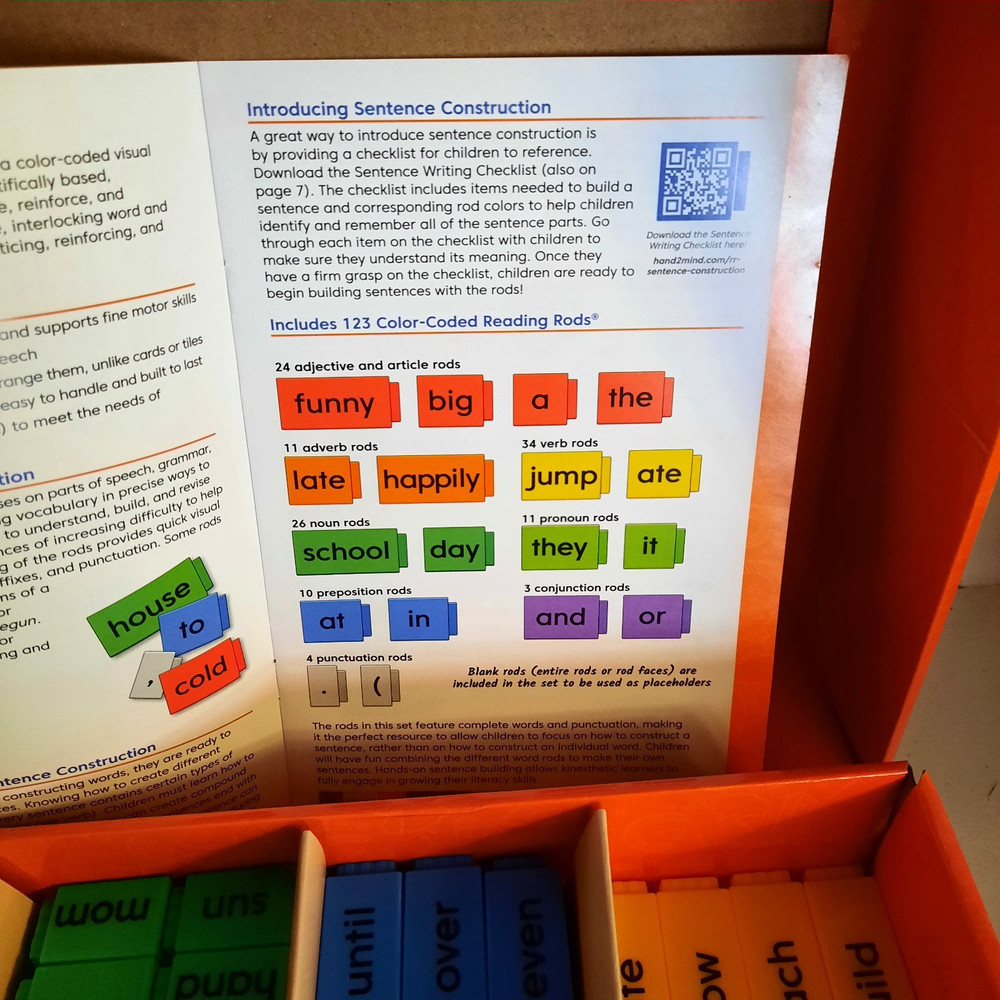2- Hand2Mind Reading Rods-Sentence Construction- Prefixes & Suffixes-Ages 7+