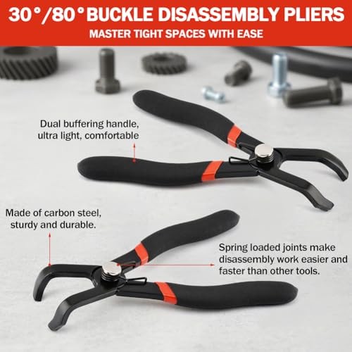 2 Pack Push Pin Pliers Set, Efficient Multi-Functional 30 Degree and 80 Degree