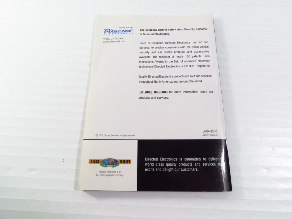 Viper Model Remote Control Transmitter Owner's Manual Only