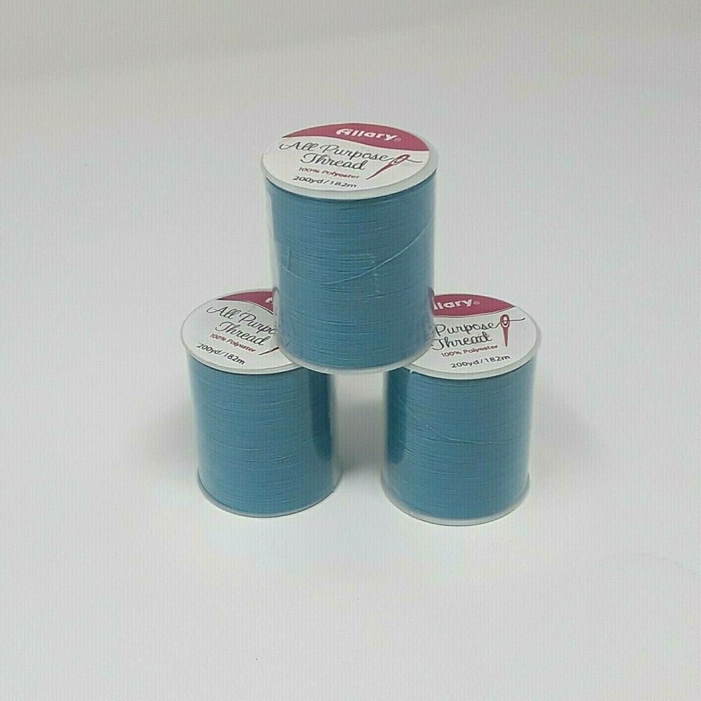 Allary All Purpose Thread 3 Pack - Blue 100% Polyester - 200 yard spools - NEW