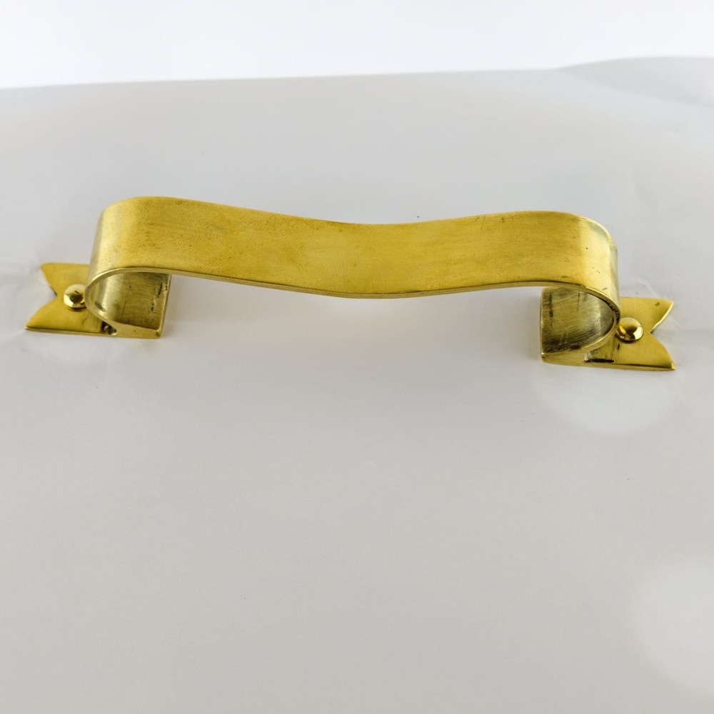 6 D PULL 6" handle heavy ribbon solid heavy brass old style kitchen GRAB 15 cm