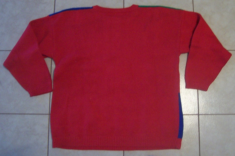 Women’s Size Medium Red Christmas Sweater with Embroidered Sections on Front