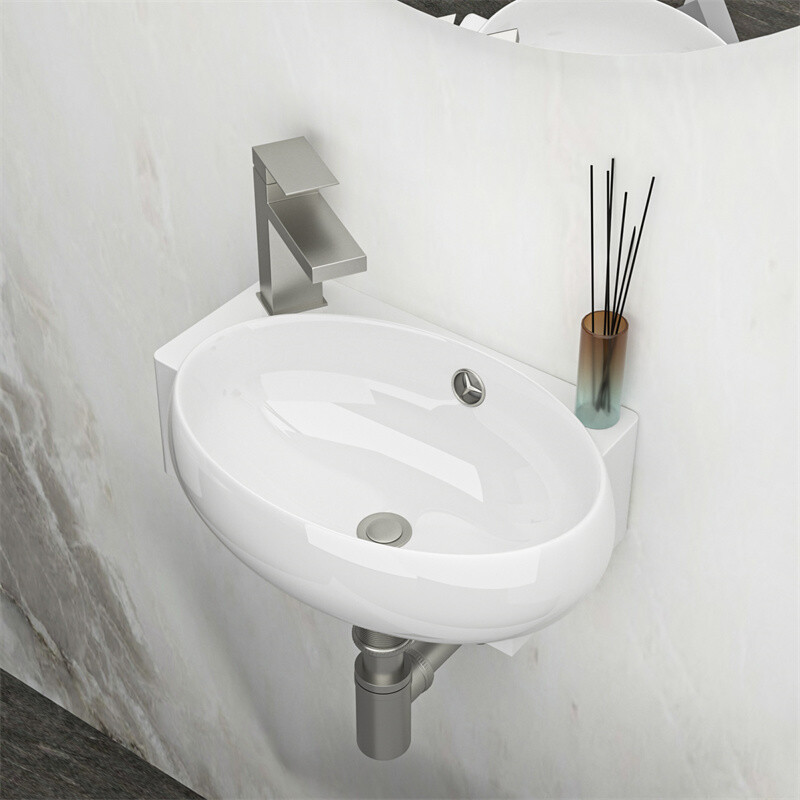 Small Wall Mount Vessel Sink Rectangle Sink White Ceramic Bathroom Sink
