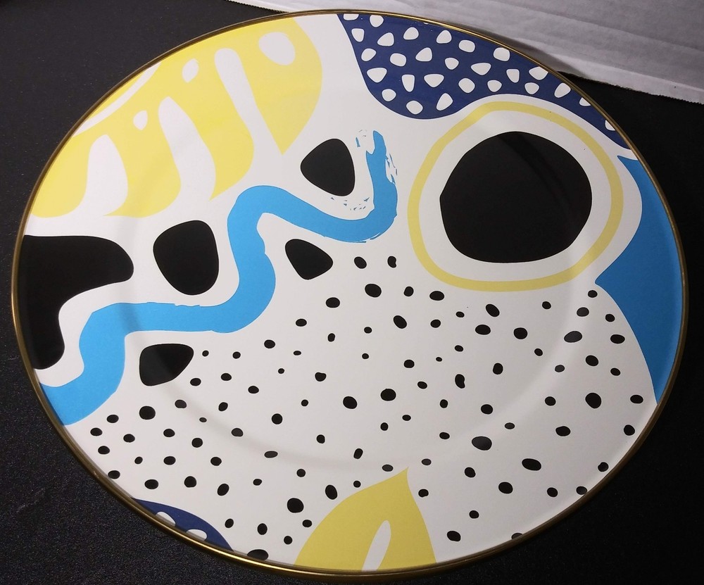 Flashback Footed Cake Serving Plate Enamelware Retro Funky Made In Turkey