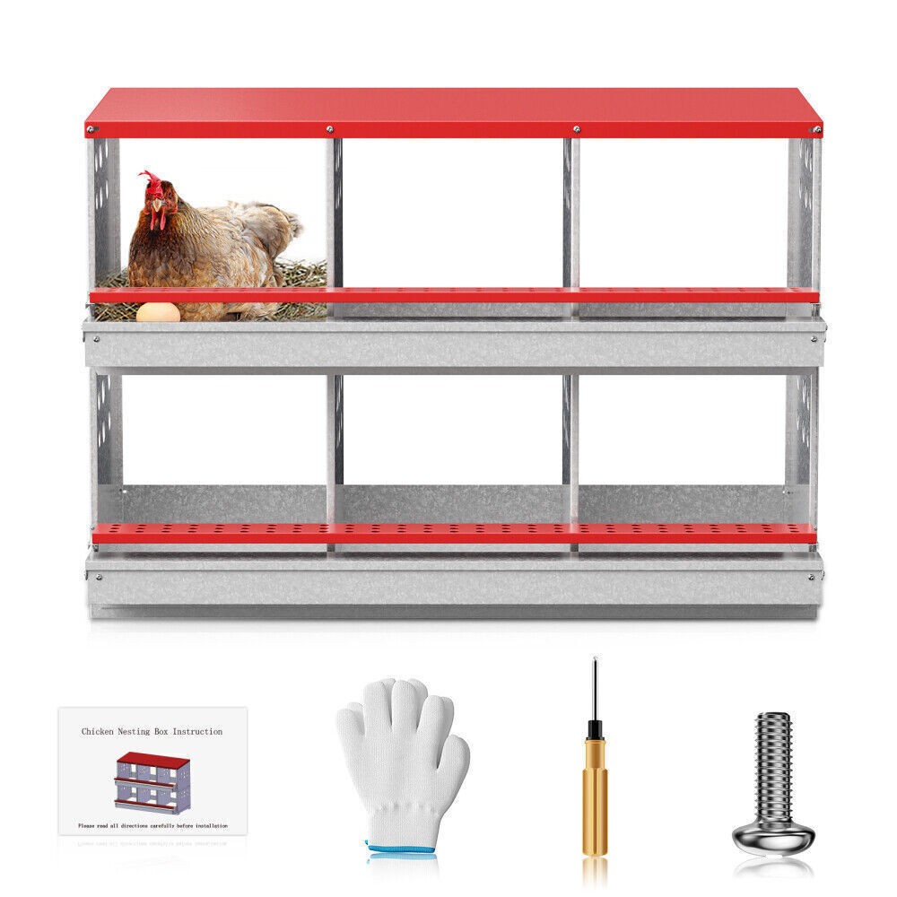 6 Hole Chicken Nesting Boxes Metal Egg Laying Brooding Box With Vent Hole Set