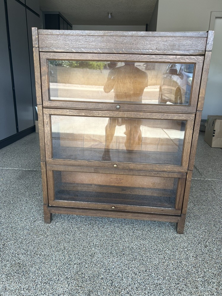Antique Arts & Crafts Gunn 9” Sectional Three Stack Barrister Bookcase