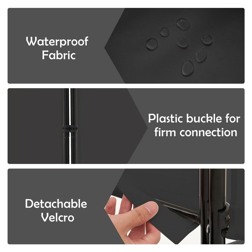 3 Panel Rolling Room Divider, Folding Partition Privacy Screens, Freestanding...