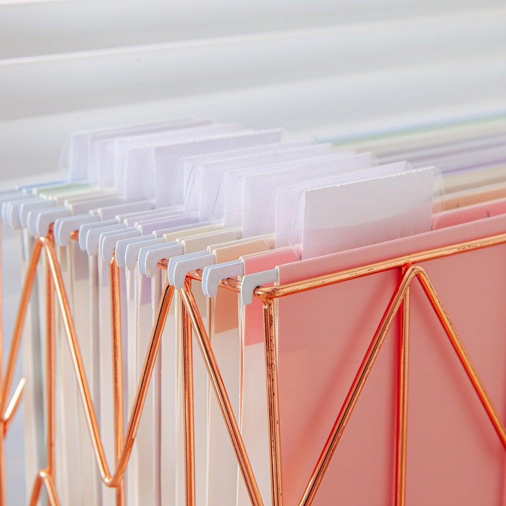 Hanging File Folders Letter Size 1/5 Cut Adjustable Tabs Macaroon 48 Pack
