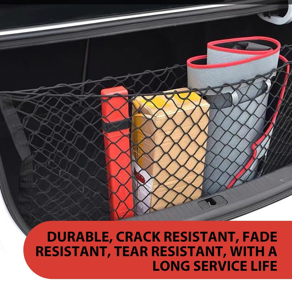 1 PC Rear Cargo Net Elastic Stretchable Trunk Storage Net Adjustable Mesh Hooks