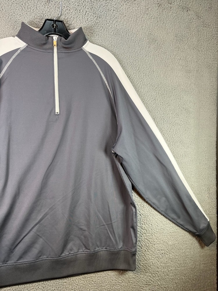 Footjoy Sweater Men Large Gray Golf Performance 1/4 Zip Pullover Stretch Relaxed