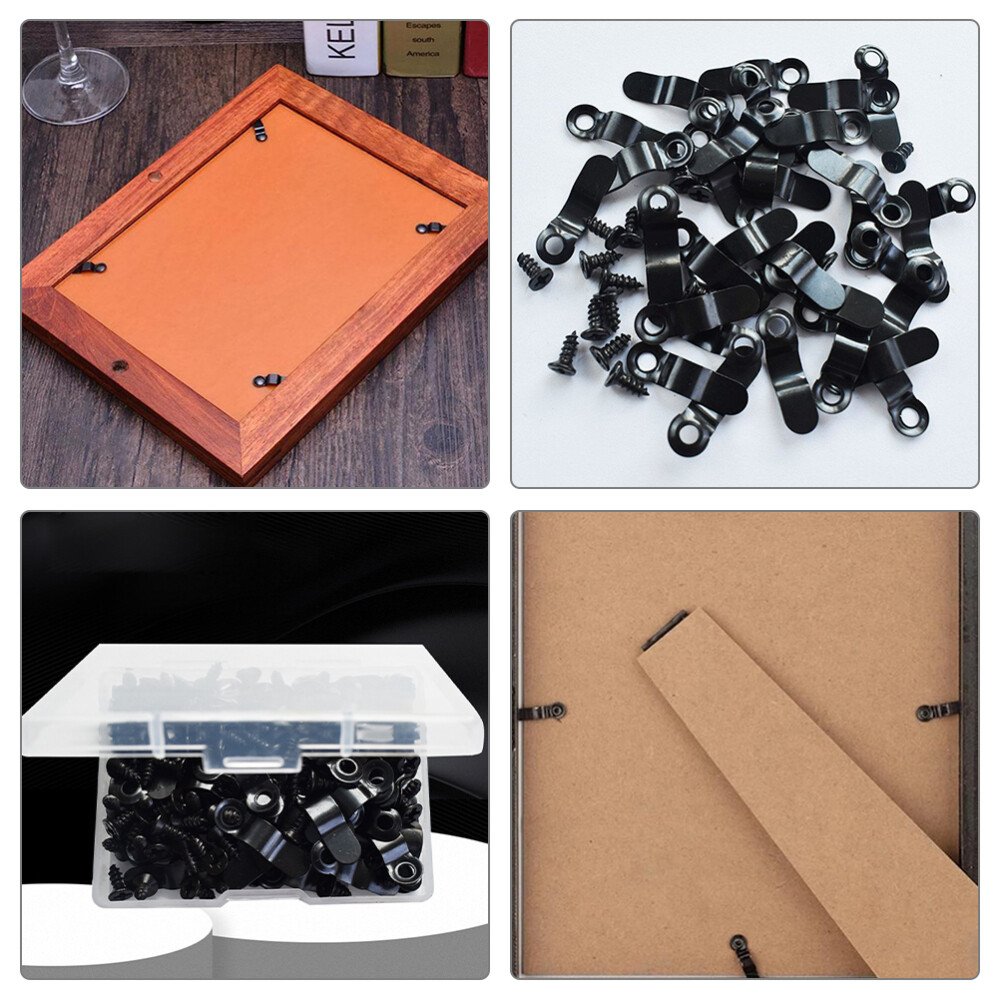 100 Pcs Photo Frame Backing Clips Iron Picture Frame Turn Button Wall Display