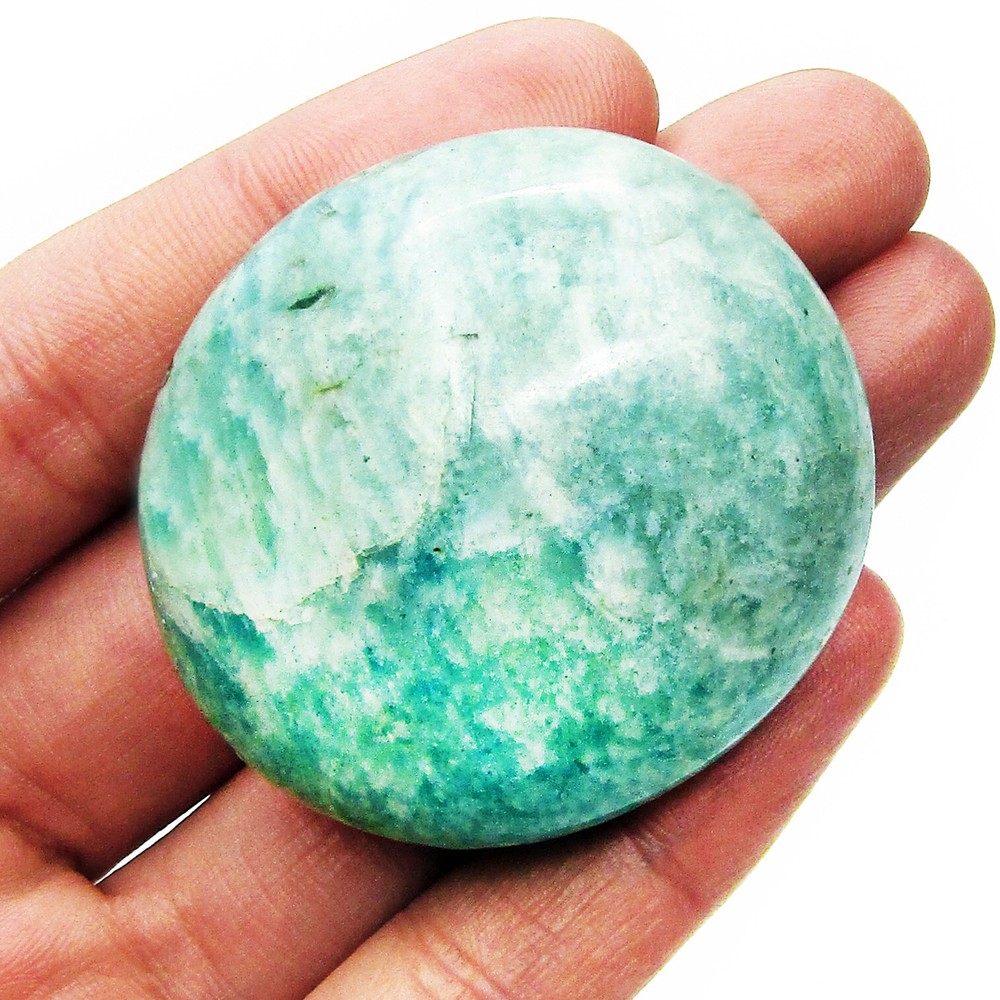 Amazonite palm stone blue tectosillicate gemstone Madagascar PACKAGED