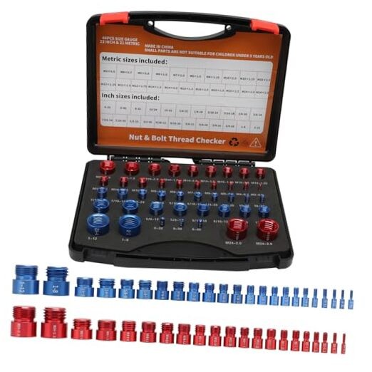 Nut and Bolt Thread Checker, Practical Thread Checker Box, 44pcs Male/Female