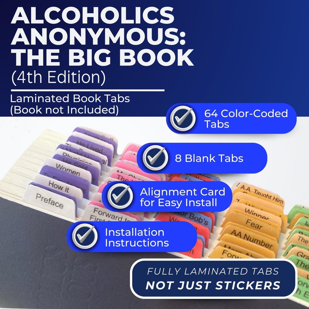 Laminated Book Tabs for Alcoholics Anonymous: The Big 4th Edition –...