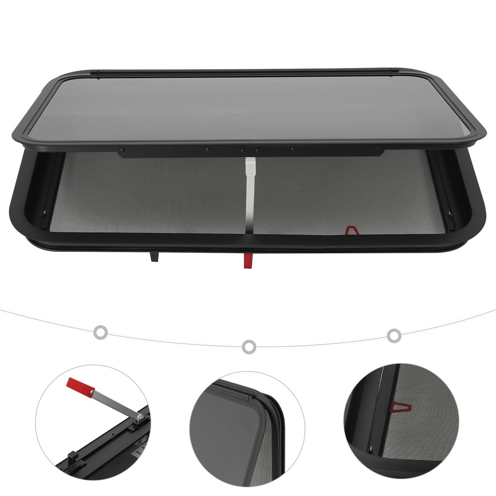 RV Exit Window Push Out Glass Camper Rectangular Window Venting Window 38-42mm