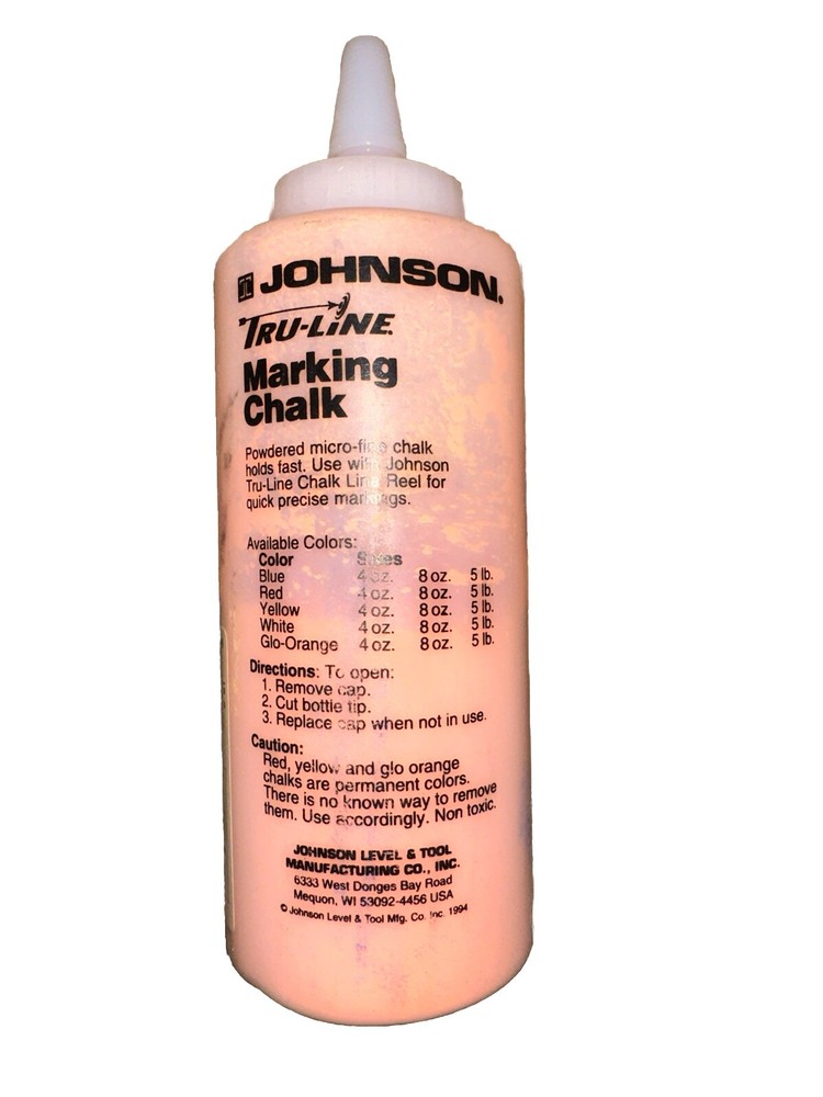 Johnson Tru-Line Marking Chalk 8 oz Orange Refill