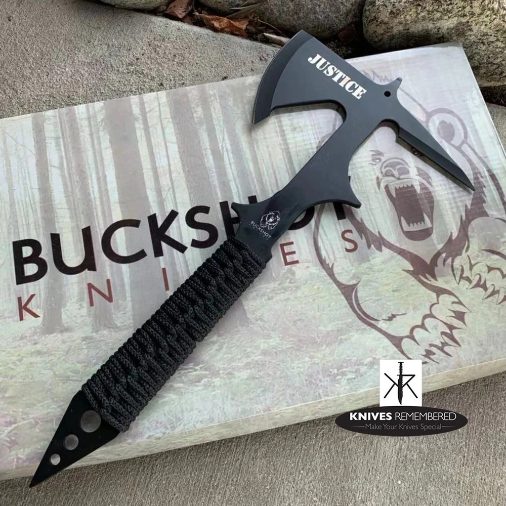 Personalized Tomahawk, Engraved Axe, Buckshot Single Edge Tomahawk Axe w/ Sheath