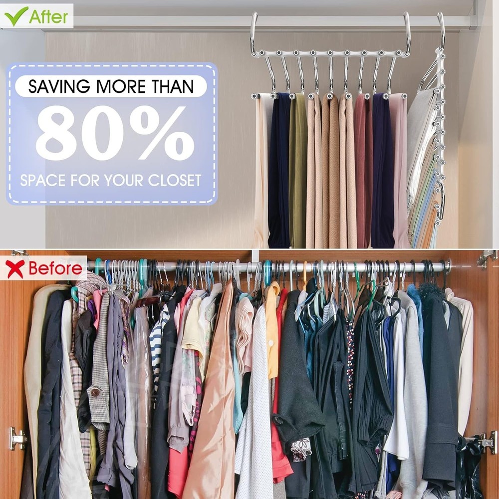 Upgrade 9 Layers Pants Hangers Space Saving 2 Pack Multifunctional Pants Rack