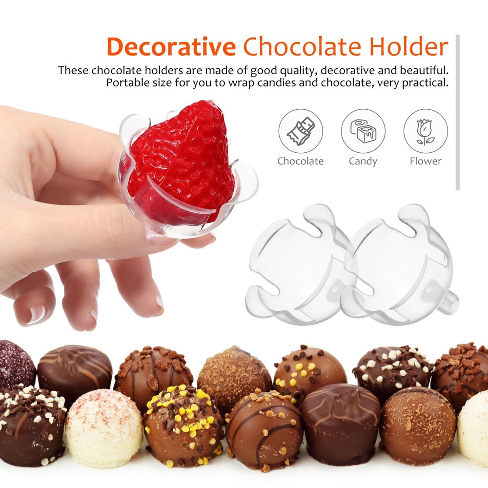 100 PCS Clear Chocolate Truffle Holder Plastic Round Wrapper Candy Case