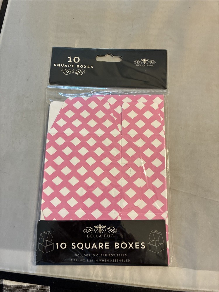 Bella Bug 10 Square Boxes 3.25" X 3.25" Pink