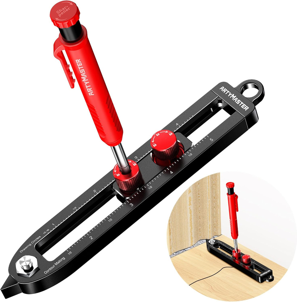 Multi-Function Scribing Tool DIY Woodworking Scriber Line Maker Portable Compass