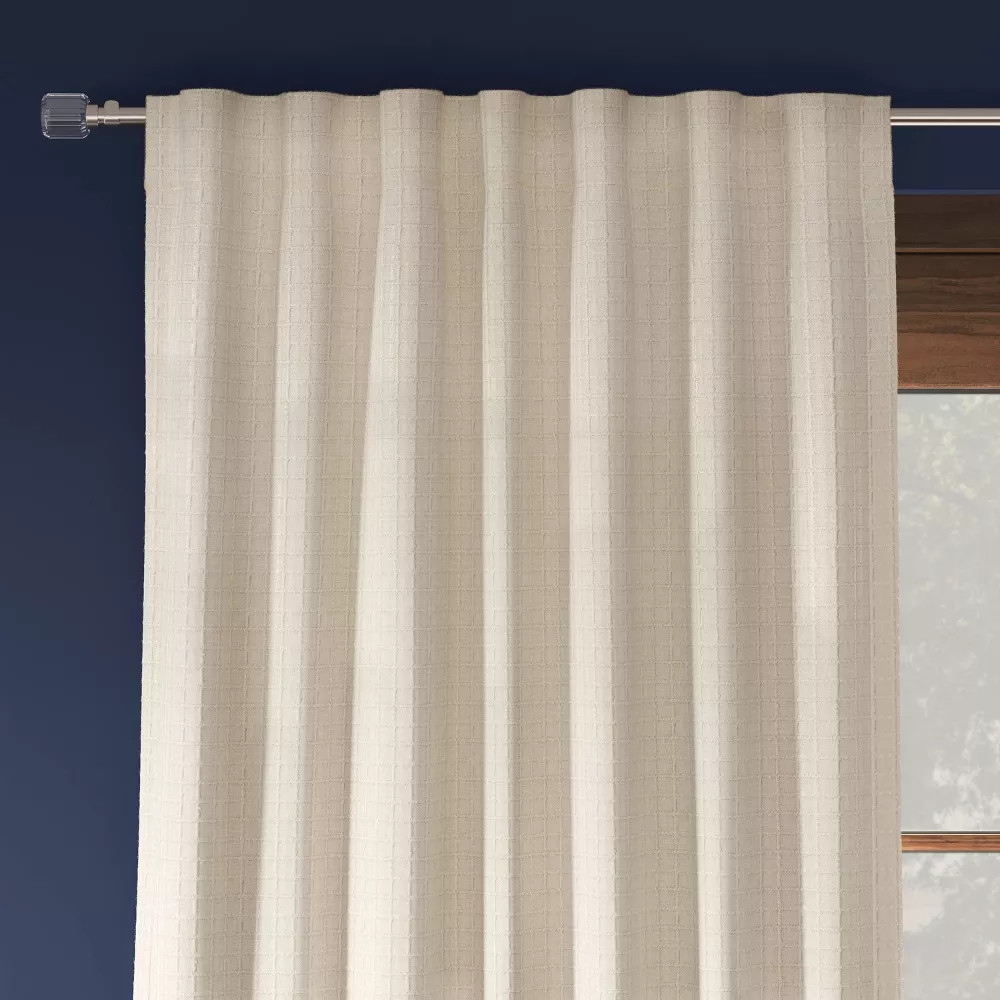 50"x84" Blackout Textured Plaid Curtain Panel Ivory - Threshold