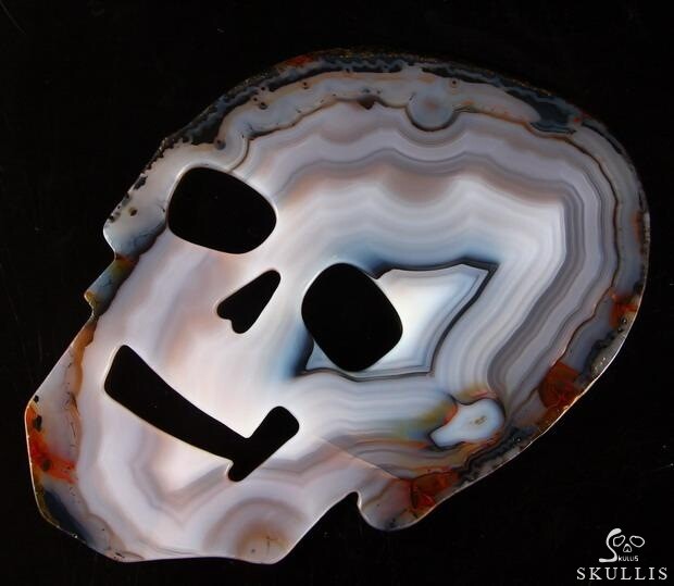 7.0" Agate Carved Crystal Slice Skull