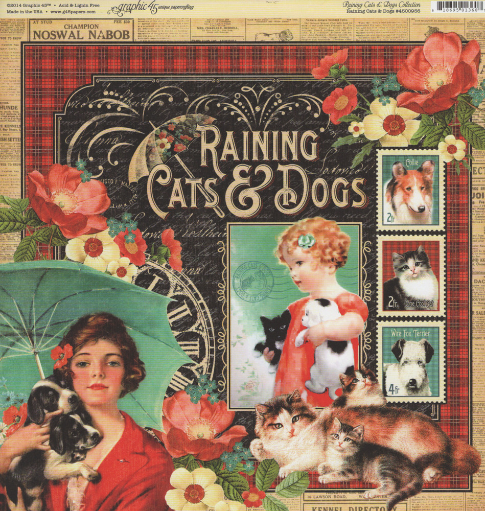 Graphic 45, Raining Cats and Dogs, 12x12 Double-Sided