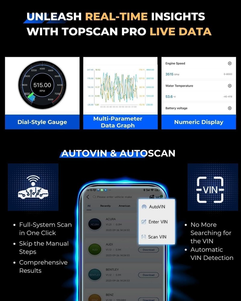 TOPDON Topscan PRO+ Key Programmer Pin Code Reader All Key Lost Programming Tool