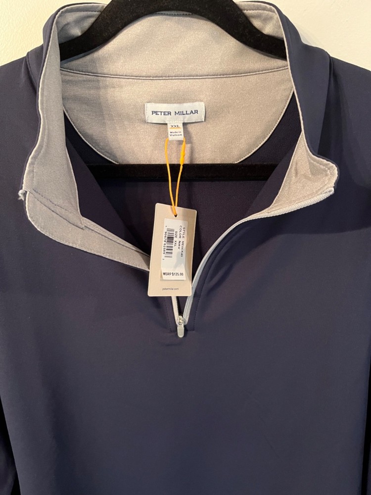 Peter Millar Crown Sport 1/4 Zip Golf Pullover Stretch Blue Performance XXL