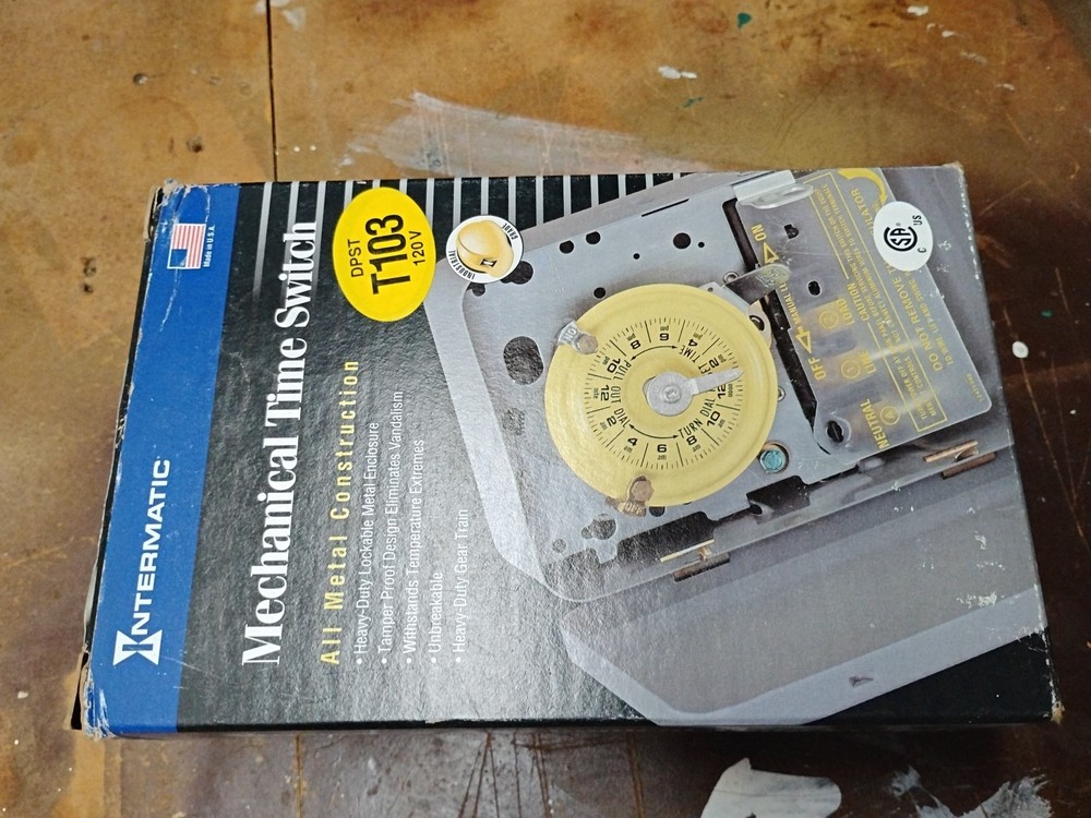 INTERMATIC Electromechanical Timer: 24 hr, 120V AC, DPST, Mechanical